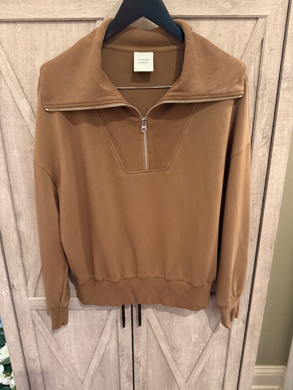 Varley Zip-Neck Sweatshirt in Camel Brown-Perfect Condition- NWOT